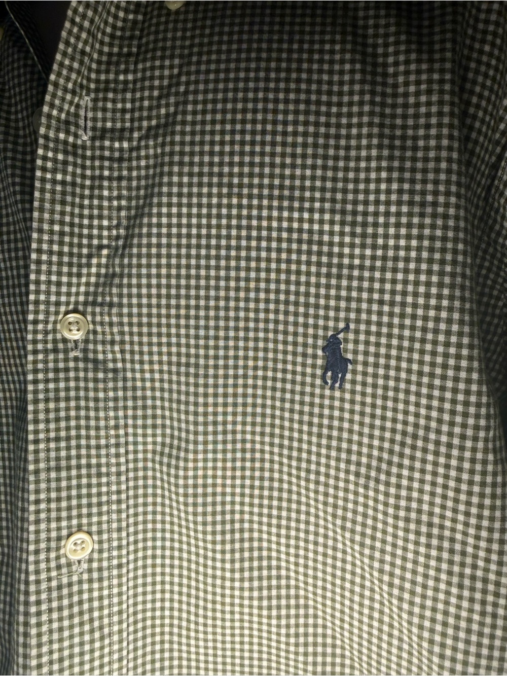 Ralph Lauren Green and White Gingham Button-Down Shirt - Picture 2 of 7